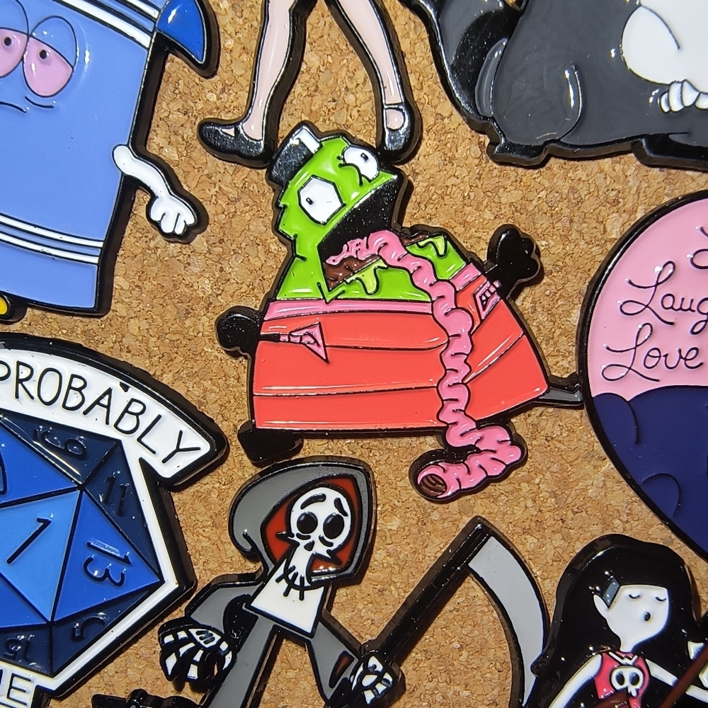 Cute Green Monster in Red Candy Wrapper Enamel Pin Invader Zim